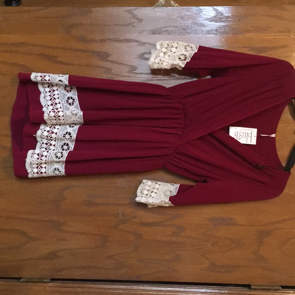 Burgundy and Lace Dress